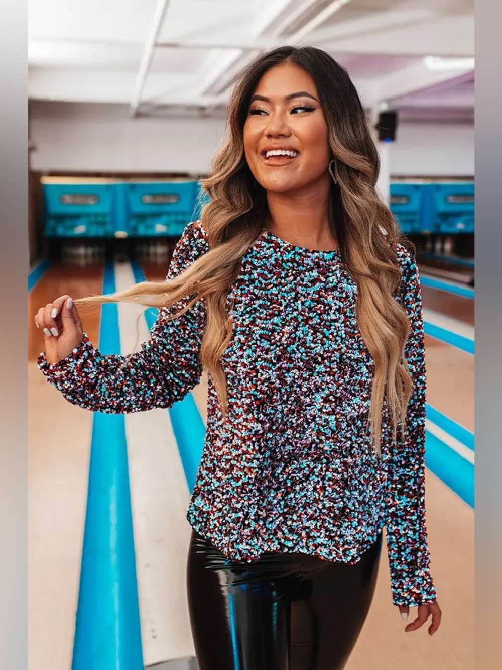 NWT Buddy Love Unity Confetti Sequin Top Long Sleeve Shirt Size Small